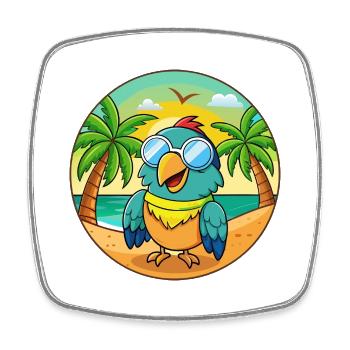Lunettes de soleil Parrot Funny Cartoon Summer Beach - Magnet carré - blanc - Devant