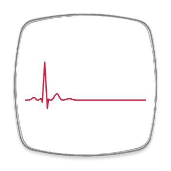 Herzschlag-EKG-Linie Medizinischer Pulswellen-Ikon-Vektor - Viereckiger Kühlschrankmagnet - Weiß - Vorne