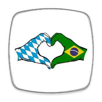 Bavière, Brésil, Drapeau, Mains, Forme Coeur - Magnet carré - blanc - Devant