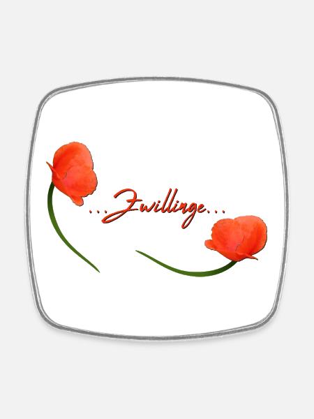 Zwillinge Mohn Klatschmohn Sternzeichen Zwillinge - Viereckiger Kühlschrankmagnet - Weiß