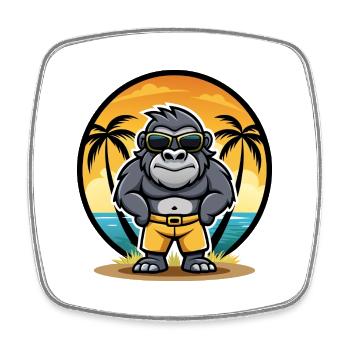 Gorilla Lustige Cartoon Sommer Strand Sonnenbrille Cool - Viereckiger Kühlschrankmagnet - Weiß - Vorne