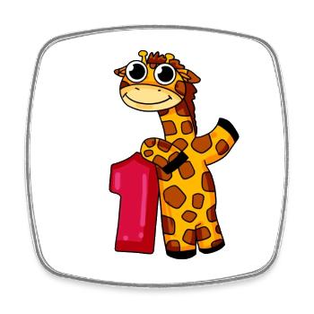 1. Geburtstag Giraffe 1.Klasse Geschenk - Viereckiger Kühlschrankmagnet - Weiß - Vorne