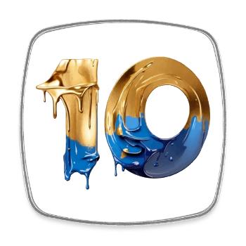 NON. 10 NUMÉRO 10 COOL 10E ANNIVERSAIRE - Magnet carré - blanc - Devant