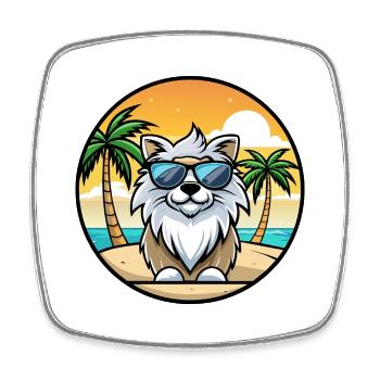 Himalaya Schäferhund Rasse Cartoon Sonnenbrille Strand - Viereckiger Kühlschrankmagnet - Weiß - Vorne