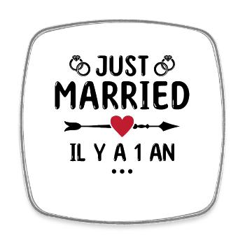 Geschenk zum Hochzeitstag 1 Jahr Hochzeit aus Baumwolle - Viereckiger Kühlschrankmagnet - Weiß - Vorne