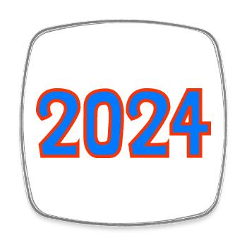 2024.Happy New Year. NEW YEAR'S EVE. NEW YEAR. - Square fridge magnet - white - Front