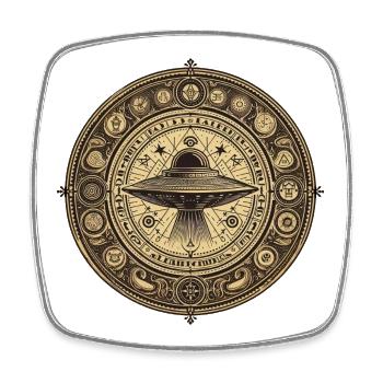 Logo OVNI pré-astronautique - Magnet carré - blanc - Devant