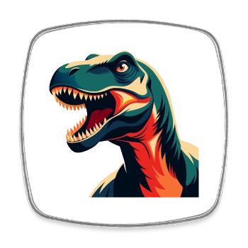 Dinosaurier Cartoon Figur Buntes Haustier Tier - Viereckiger Kühlschrankmagnet - Weiß - Vorne