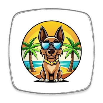 Belgischer Malinois Hund Rasse Cartoon Sonnenbrille Strand - Viereckiger Kühlschrankmagnet - Weiß - Vorne