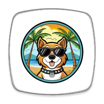 Cao De Castro Laboreiro Hunderasse Cartoon Strand - Viereckiger Kühlschrankmagnet - Weiß - Vorne
