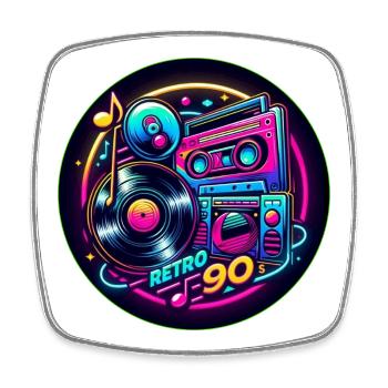 Retro 90s Logo - Viereckiger Kühlschrankmagnet - Weiß - Vorne