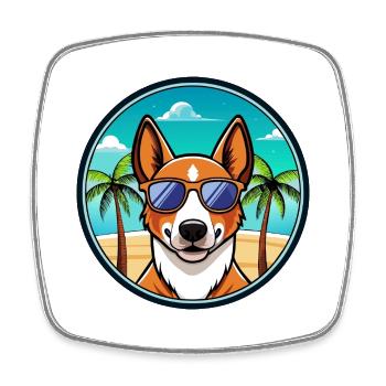 Basenji Hunderasse Cartoon Sonnenbrille Strand - Viereckiger Kühlschrankmagnet - Weiß - Vorne