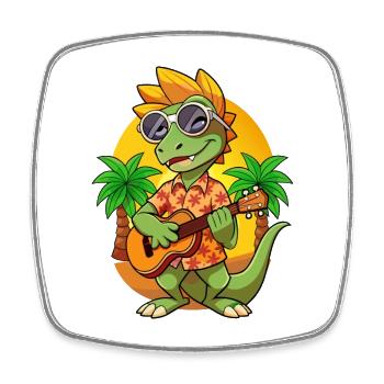 Lunettes de soleil de plage d’été de dessin animé de lézard drôle - Magnet carré - blanc - Devant