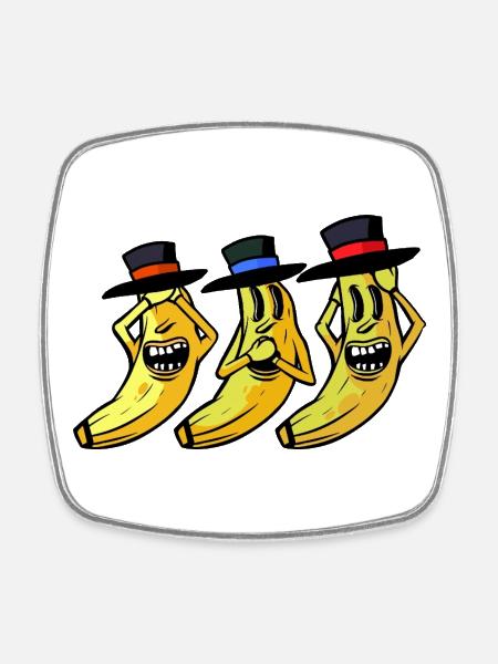 Banane lustig witzig spaßig Bananen Obst Frucht - Firkantet køleskabsmagnet - hvid
