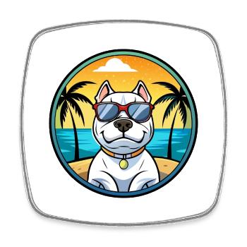 Dogue Argentino Chien Race Dessin Animé Lunettes De Soleil Plage - Magnet carré - blanc - Devant