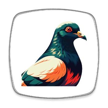 Pigeon Cartoon Character Colorful Pet Animal - Square fridge magnet - white - Front
