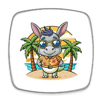 Esel Lustige Cartoon Sommer Strand Sonnenbrille - Viereckiger Kühlschrankmagnet - Weiß - Vorne