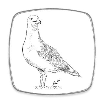 Colombe Vintage – Croquis d’oiseau dessiné à la main - Magnet carré - blanc - Devant