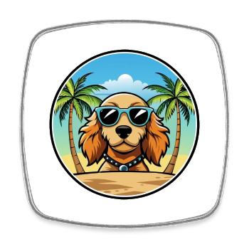 Norfolk Spaniel Hunderasse Cartoon Sonnenbrille Strand - Viereckiger Kühlschrankmagnet - Weiß - Vorne