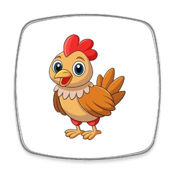 Huhn Niedliches Maskottchen Zeichentrickfigur Kawaii - Viereckiger Kühlschrankmagnet - Weiß - Vorne