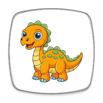 Dinosaurier Niedliche Maskottchen Zeichentrickfigur Kawaii - Viereckiger Kühlschrankmagnet - Weiß - Vorne