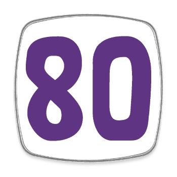 80. 80 JAHRE. 80-JÄHRIGES JUBILÄUM. 80. GEBURTSTAG. - Viereckiger Kühlschrankmagnet - Weiß - Vorne