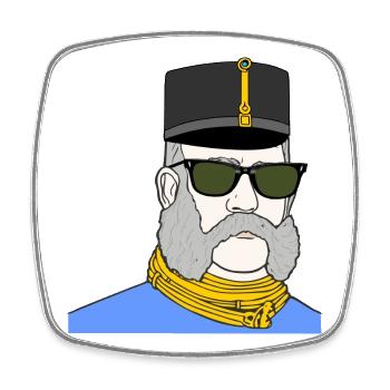 Kaiser Franz Joseph mit Sonnenbrille – K&K - Viereckiger Kühlschrankmagnet - Weiß - Vorne