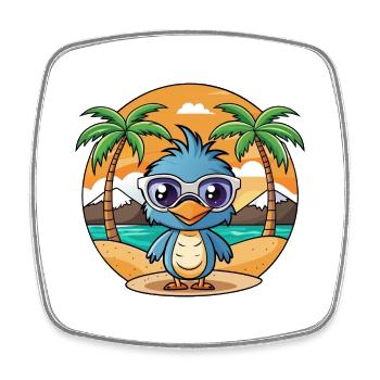 Emu Funny Cartoon Summer Beach Sunglasses - Square fridge magnet - white - Front