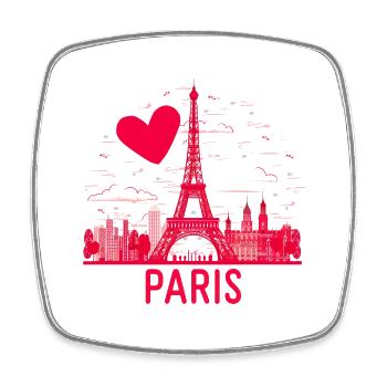 Coeur sur Tour Eiffel Paris Rose - Magnet carré - blanc - Devant