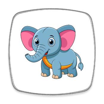 Elephant Cute Mascot Cartoon Character Kawaii - Square fridge magnet - white - Front