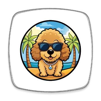 Spielzeug Pudel Hund Rasse Cartoon Sonnenbrille Strand - Viereckiger Kühlschrankmagnet - Weiß - Vorne