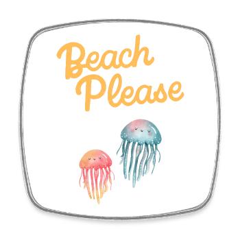 beach please Quallen - Viereckiger Kühlschrankmagnet - Weiß - Vorne