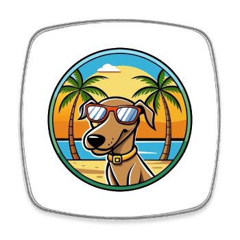 Plott Hound Hund Rasse Cartoon Sonnenbrille Strand - Viereckiger Kühlschrankmagnet - Weiß - Vorne