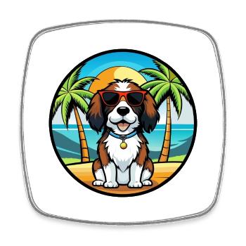 English Springer Spaniel Hunderasse Cartoon Beach - Viereckiger Kühlschrankmagnet - Weiß - Vorne