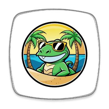 Lézard Drôle Dessin Animé Plage D’été Lunettes De Soleil Cool - Magnet carré - blanc - Devant