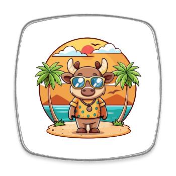 Elch Lustige Cartoon Sommer Strand Sonnenbrille - Viereckiger Kühlschrankmagnet - Weiß - Vorne