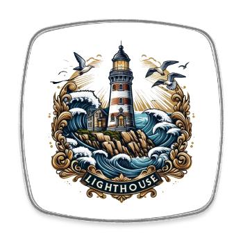 Lighthouse Logo - Square fridge magnet - white - Front