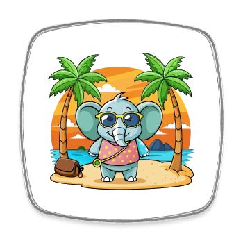 Elefant Lustige Cartoon Sommer Strand Sonnenbrille - Viereckiger Kühlschrankmagnet - Weiß - Vorne