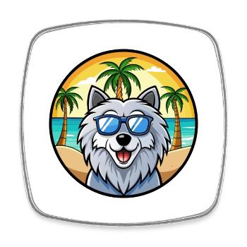 Polnische Schäferhundrasse Cartoon Sonnenbrille Strand - Viereckiger Kühlschrankmagnet - Weiß - Vorne