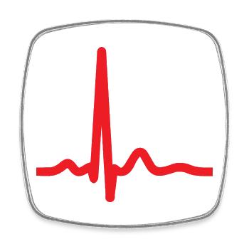 Herzschlag-EKG-Linie Medizinischer Pulswellen-Ikon-Vektor - Viereckiger Kühlschrankmagnet - Weiß - Vorne
