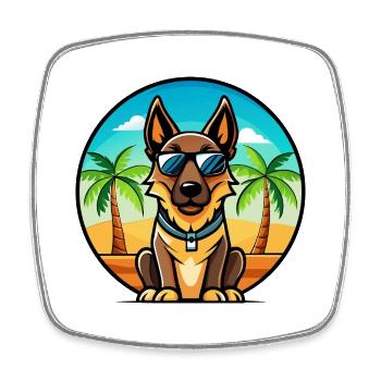 Belgischer Malinois Hund Rasse Cartoon Sonnenbrille Strand - Viereckiger Kühlschrankmagnet - Weiß - Vorne