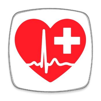 Herzschlag-EKG-Linie Medizinischer Pulswellen-Ikon-Vektor - Viereckiger Kühlschrankmagnet - Weiß - Vorne