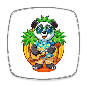 Lustige Panda Sommer Strand Sonnenbrille Hawaiianisch - Viereckiger Kühlschrankmagnet - Weiß - Vorne