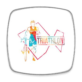 Eiserner Triathlet Zieleinlauf - Viereckiger Kühlschrankmagnet - Weiß - Vorne