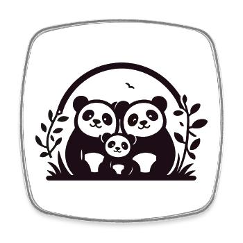 Pandas Family - 2 Eltern, 1 Kind - Viereckiger Kühlschrankmagnet - Weiß - Vorne