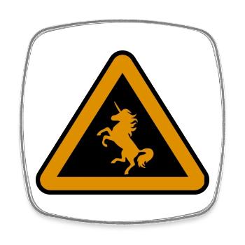Achtung Einhorn, Gefahr - Viereckiger Kühlschrankmagnet - Weiß - Vorne