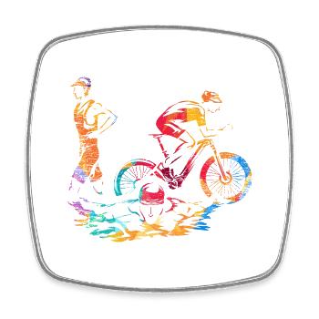 Spritziger Triathlet Radstrecke - Viereckiger Kühlschrankmagnet - Weiß - Vorne