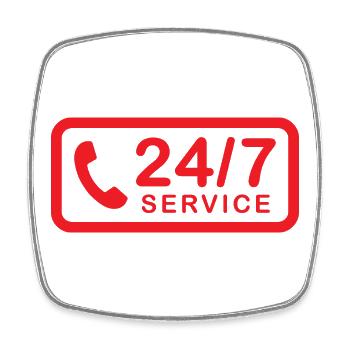 24/7 h Service - Viereckiger Kühlschrankmagnet - Weiß - Vorne