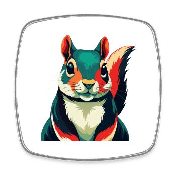 Squirrel Cartoon Character Colorful Pet Animal - Square fridge magnet - white - Front