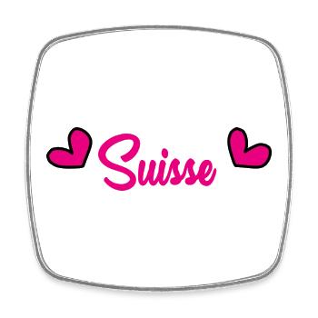 SUISSE. HUMOUR. PAYS. DRAPEAU. GENEVE. LAUSANNE - Magnet carré - blanc - Devant